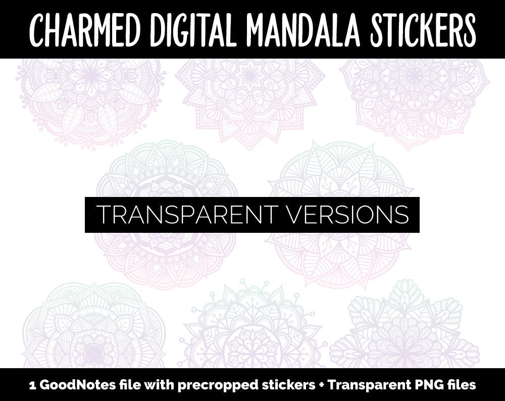 Charmed Mandala Digital Planner Stickers | GoodNotes, iPad and Android | Gradient, Ombre, Coloring