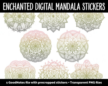 Enchanted Mandala Digital Planner Stickers | GoodNotes, iPad and Android | Gradient, Ombre, Coloring