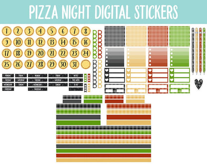 Pizza Night Digital Stickers | GoodNotes & iPad | Mood Tracker, Kawaii, Adulting, Food, Meals and More!