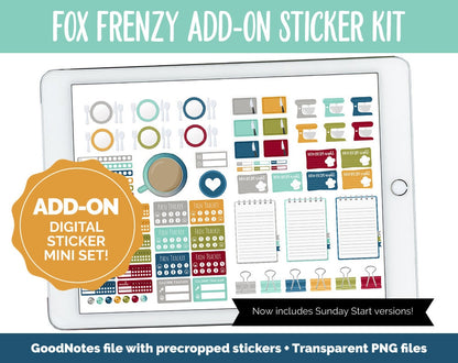 Fox Frenzy Add-On Digital Stickers | GoodNotes & iPad | Fall, Trackers, Budget, Fitness, Health, Habits