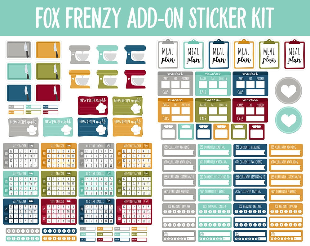 Fox Frenzy Add-On Digital Stickers | GoodNotes & iPad | Fall, Trackers, Budget, Fitness, Health, Habits