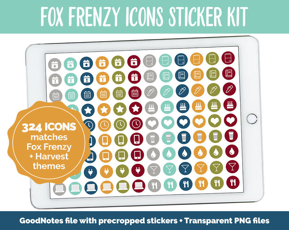 Fox Frenzy Icon Digital Planner Stickers | GoodNotes, iPad and Android | Icons, Life, Weather, Everyday