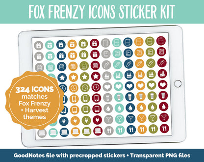 Fox Frenzy Icon Digital Planner Stickers | GoodNotes, iPad and Android | Icons, Life, Weather, Everyday