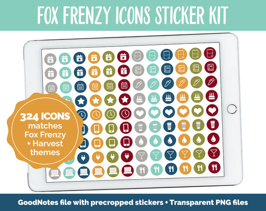 Fox Frenzy Icon Digital Planner Stickers | GoodNotes, iPad and Android | Icons, Life, Weather, Everyday