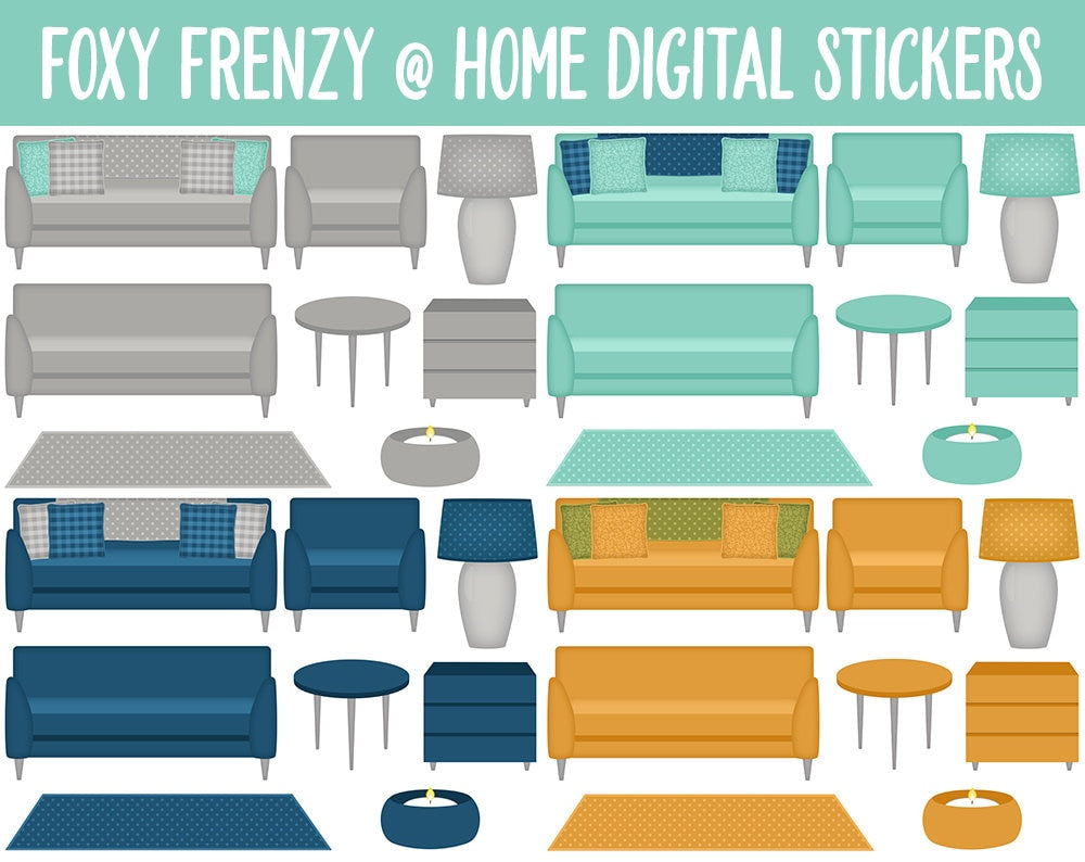 Fox Frenzy at Home Digital Stickers | GoodNotes & iPad | Thanksgiving, Cozy, Furniture, Fall, Autumn