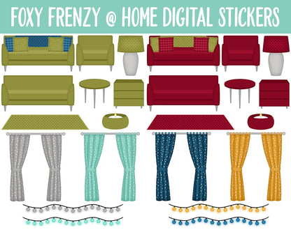 Fox Frenzy at Home Digital Stickers | GoodNotes & iPad | Thanksgiving, Cozy, Furniture, Fall, Autumn