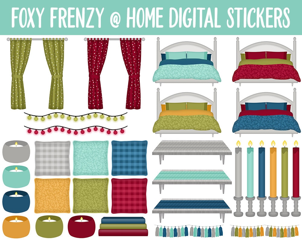 Fox Frenzy at Home Digital Stickers | GoodNotes & iPad | Thanksgiving, Cozy, Furniture, Fall, Autumn