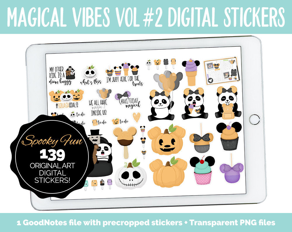 Magical Vibes Vol #2 Spooky Fun Digital Planner Stickers | GoodNotes, iPad and Android | Halloween, Scrapbook, Memories, Day at the Park