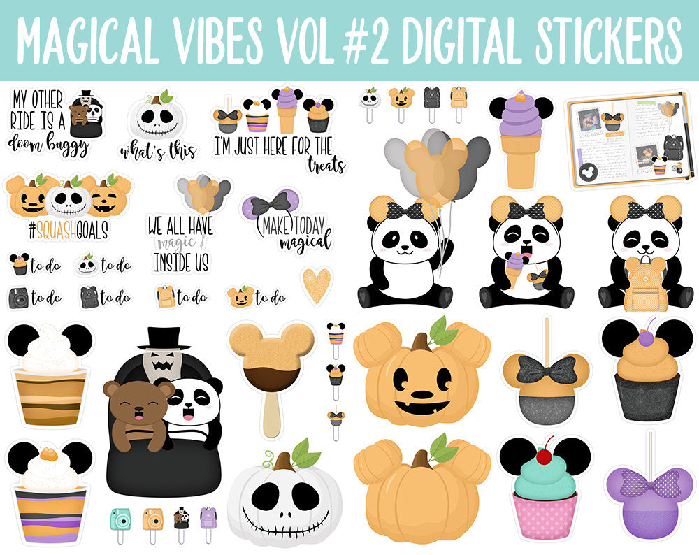 Magical Vibes Vol #2 Spooky Fun Digital Planner Stickers | GoodNotes, iPad and Android | Halloween, Scrapbook, Memories, Day at the Park