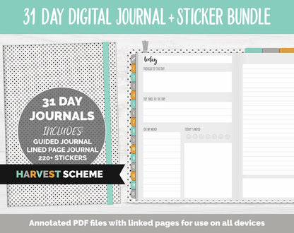 31 Day Digital Journal + Sticker Bundle | Harvest Theme