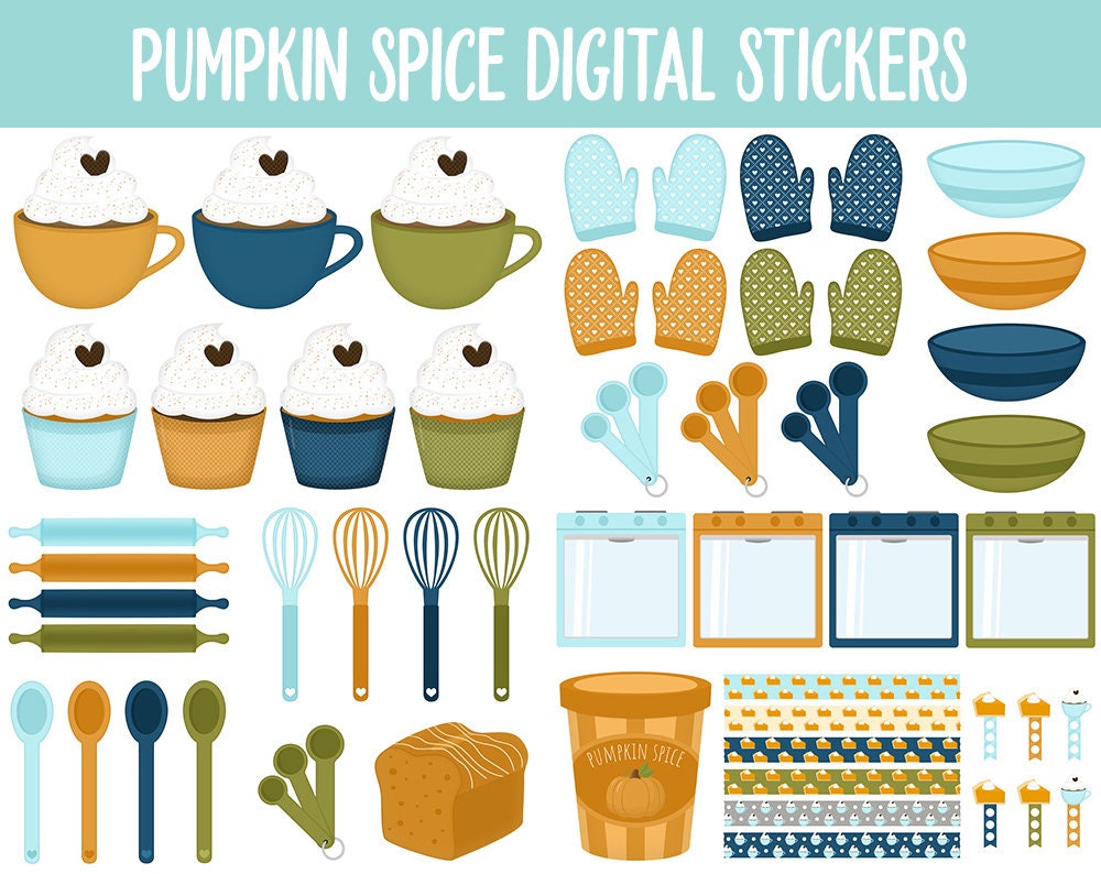 Pumpkin Spice Digital Stickers | GoodNotes, iPad & Android | Fall, Autumn, Thanksgiving, Kawaii, Adulting, Moods, Tasks