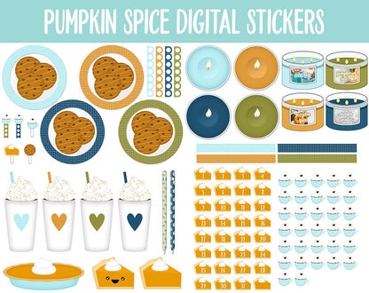 Pumpkin Spice Digital Stickers | GoodNotes, iPad & Android | Fall, Autumn, Thanksgiving, Kawaii, Adulting, Moods, Tasks