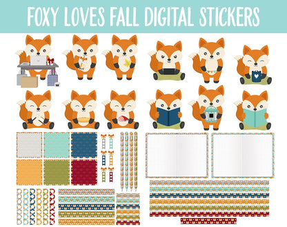 Foxy Loves Fall Digital Stickers | GoodNotes & iPad | Thanksgiving, Fox, Kawaii, Adulting, Moods, Tasks, November