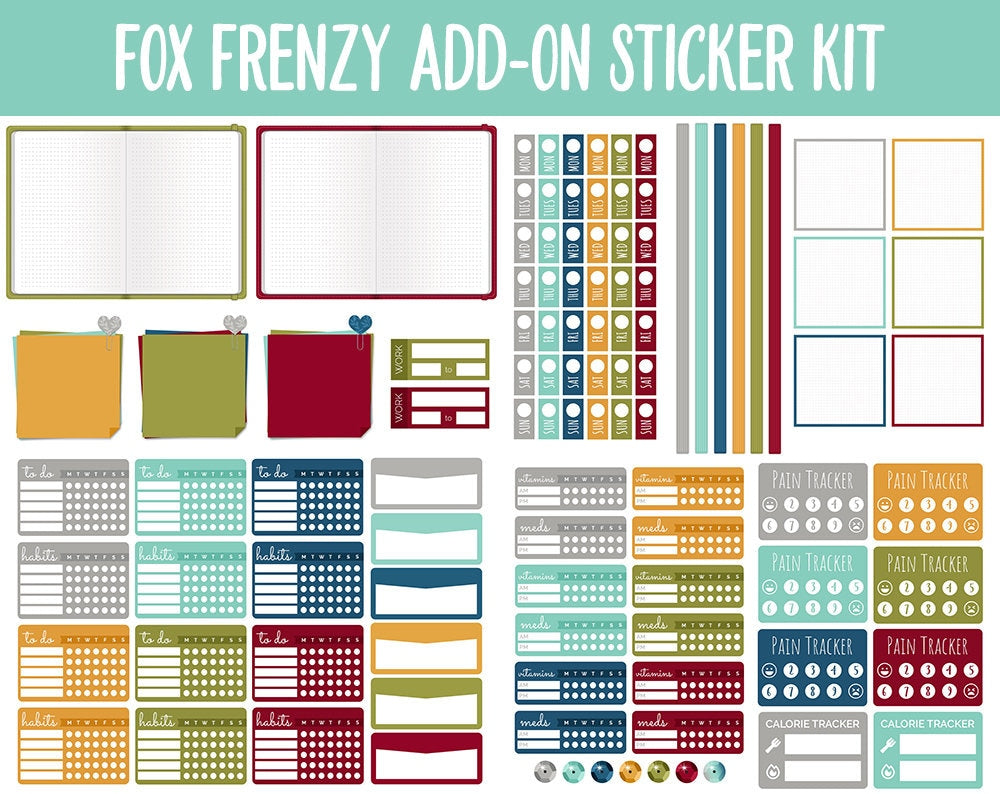 Fox Frenzy Add-On Digital Stickers | GoodNotes & iPad | Fall, Trackers, Budget, Fitness, Health, Habits