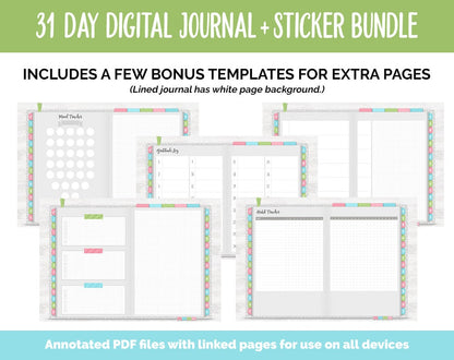 31 Day Digital Journal + Sticker Bundle | Jolly Theme