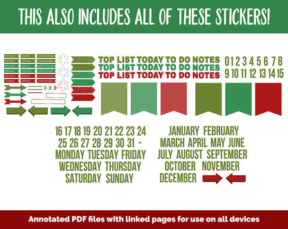 31 Day Digital Journal + Sticker Bundle | Holly Theme