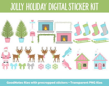 Jolly Holiday Digital Sticker Mega Bundle | GoodNotes & iPad | December, Christmas, Winter, Kawaii, Adulting, Moods, Tasks