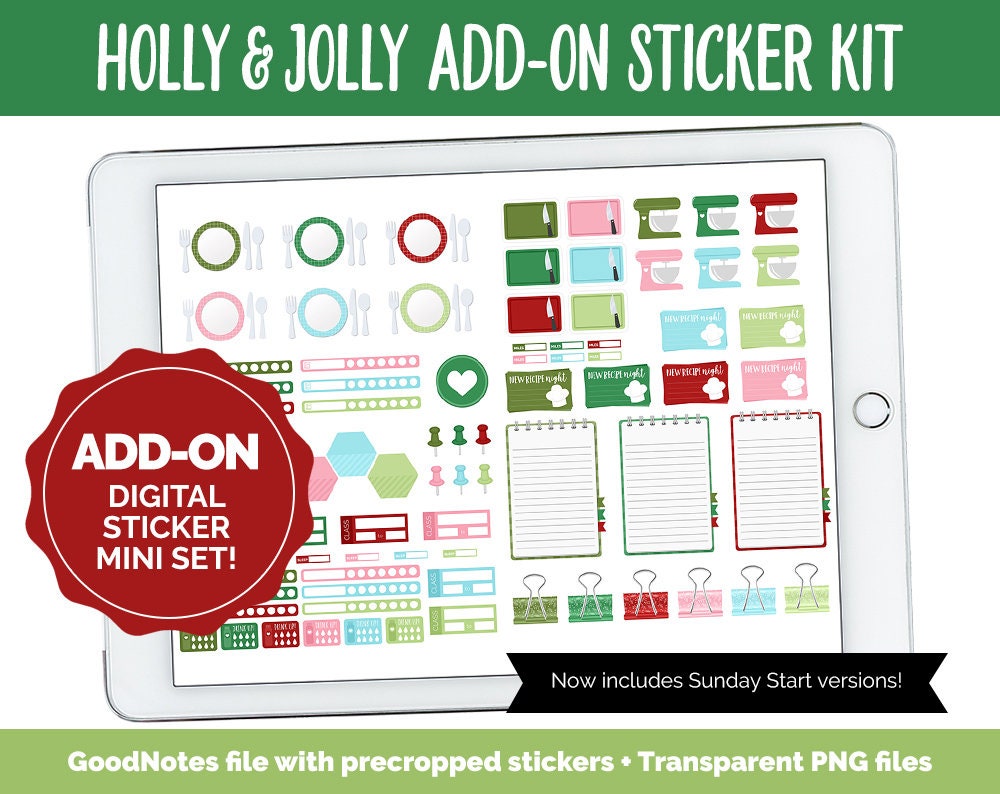 Holly & Jolly Add-On Digital Stickers | GoodNotes | iPad and Android | Winter, Christmas, Trackers, Budget, Fitness, Health, Habits