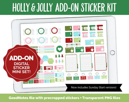 Holly & Jolly Add-On Digital Stickers | GoodNotes | iPad and Android | Winter, Christmas, Trackers, Budget, Fitness, Health, Habits