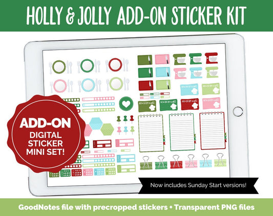 Holly & Jolly Add-On Digital Stickers | GoodNotes | iPad and Android | Winter, Christmas, Trackers, Budget, Fitness, Health, Habits