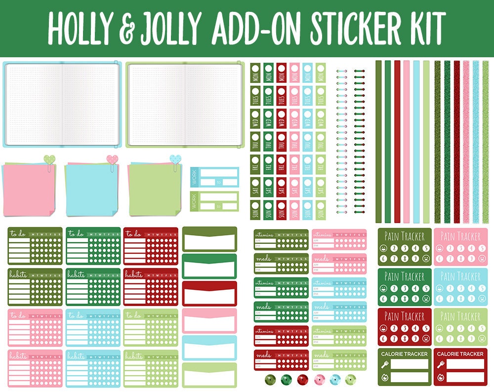 Holly & Jolly Add-On Digital Stickers | GoodNotes | iPad and Android | Winter, Christmas, Trackers, Budget, Fitness, Health, Habits