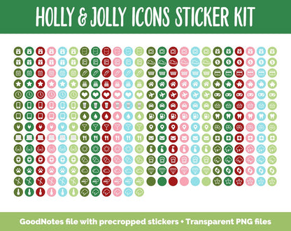 Holly & Jolly Icon Digital Planner Stickers | GoodNotes, iPad and Android | Icons, Life, Weather, Everyday