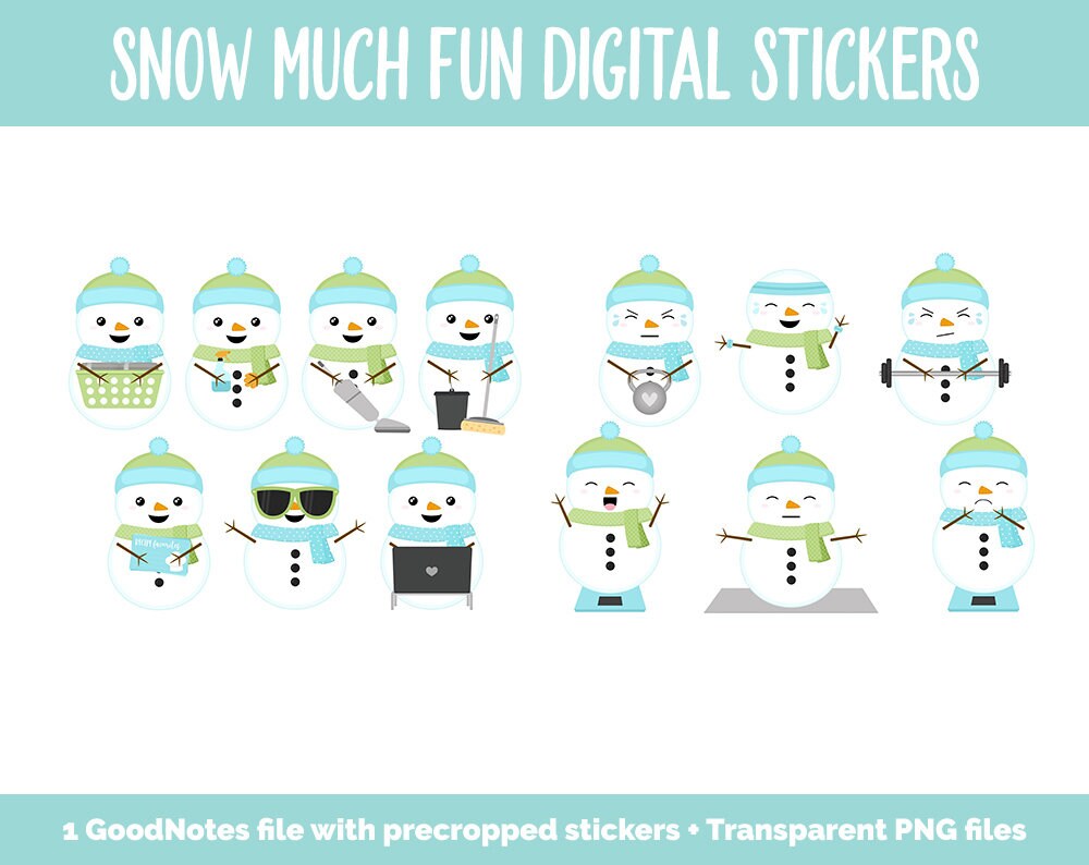 Snow Much Fun Digital Planner Stickers | GoodNotes, iPad and Android | Snowmen, Christmas, Winter, Adulting