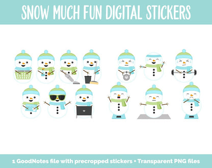 Snow Much Fun Digital Planner Stickers | GoodNotes, iPad and Android | Snowmen, Christmas, Winter, Adulting