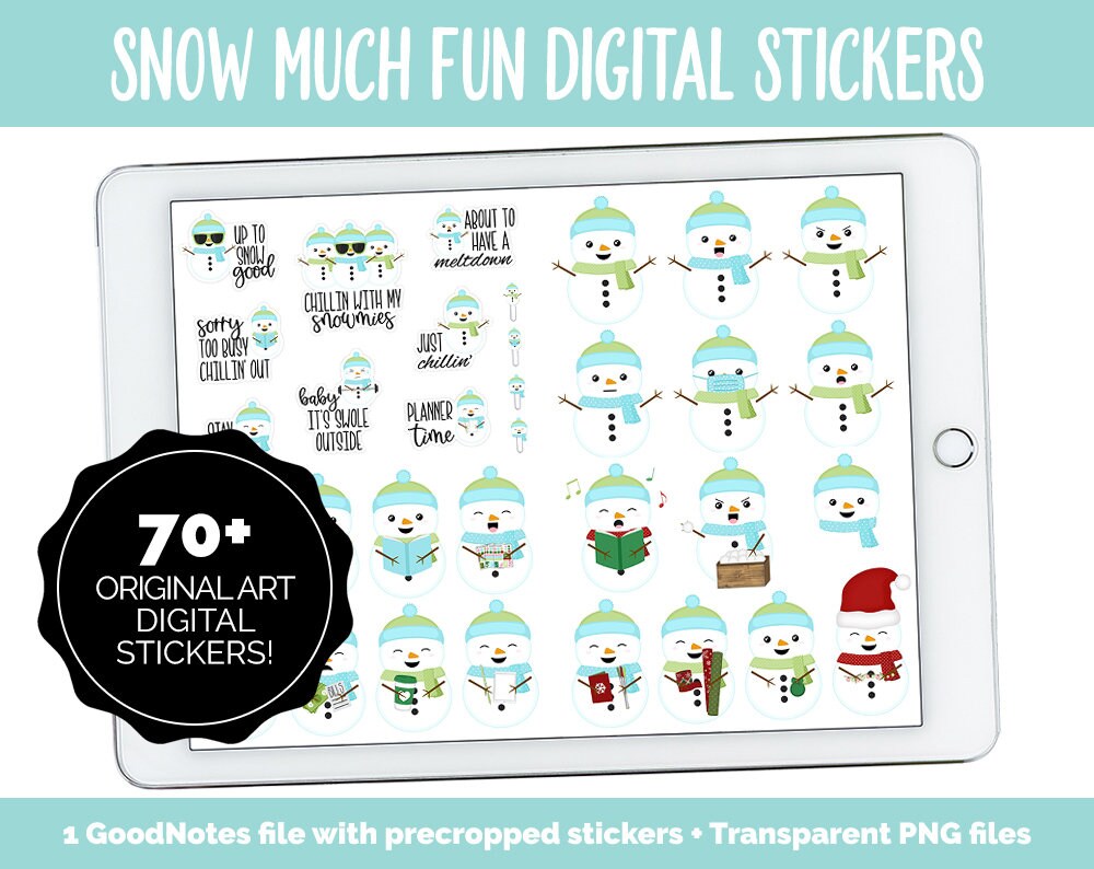 Snow Much Fun Digital Planner Stickers | GoodNotes, iPad and Android | Snowmen, Christmas, Winter, Adulting