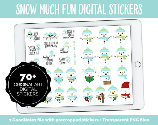 Snow Much Fun Digital Planner Stickers | GoodNotes, iPad and Android | Snowmen, Christmas, Winter, Adulting