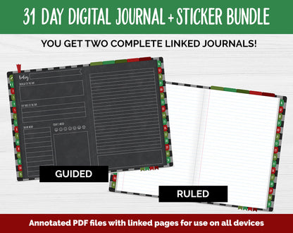 31 Day Digital Journal + Sticker Bundle | Holly Theme