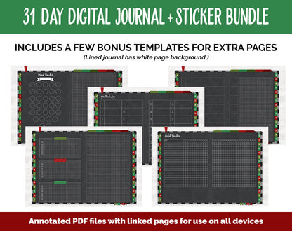 31 Day Digital Journal + Sticker Bundle | Holly Theme