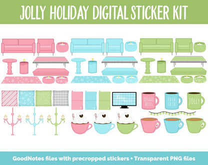 Jolly Holiday Digital Sticker Mega Bundle | GoodNotes & iPad | December, Christmas, Winter, Kawaii, Adulting, Moods, Tasks
