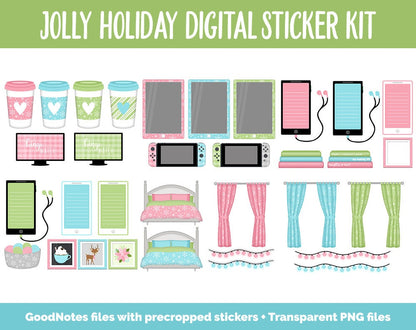 Jolly Holiday Digital Sticker Mega Bundle | GoodNotes & iPad | December, Christmas, Winter, Kawaii, Adulting, Moods, Tasks