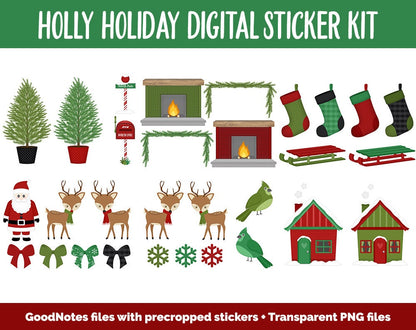 Holly Holiday Digital Sticker Mega Bundle | GoodNotes & iPad | December, Christmas, Winter, Kawaii, Adulting, Moods, Tasks