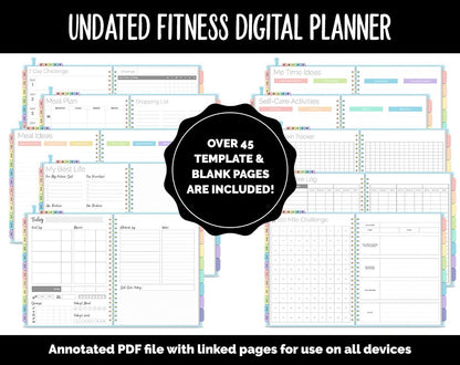 Undated Digital Fitness Planner | Fantasy | Goodnotes & iPad | Workout, Diet, Weight Loss, Self-Care and Health