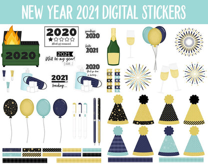 New Year 2021 Digital Planner Stickers | GoodNotes, iPad and Android