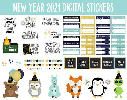 New Year 2021 Digital Planner Stickers | GoodNotes, iPad and Android