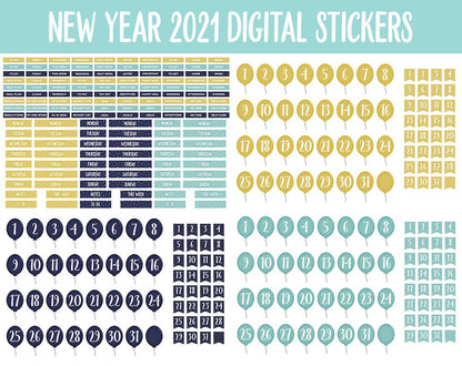 New Year 2021 Digital Planner Stickers | GoodNotes, iPad and Android