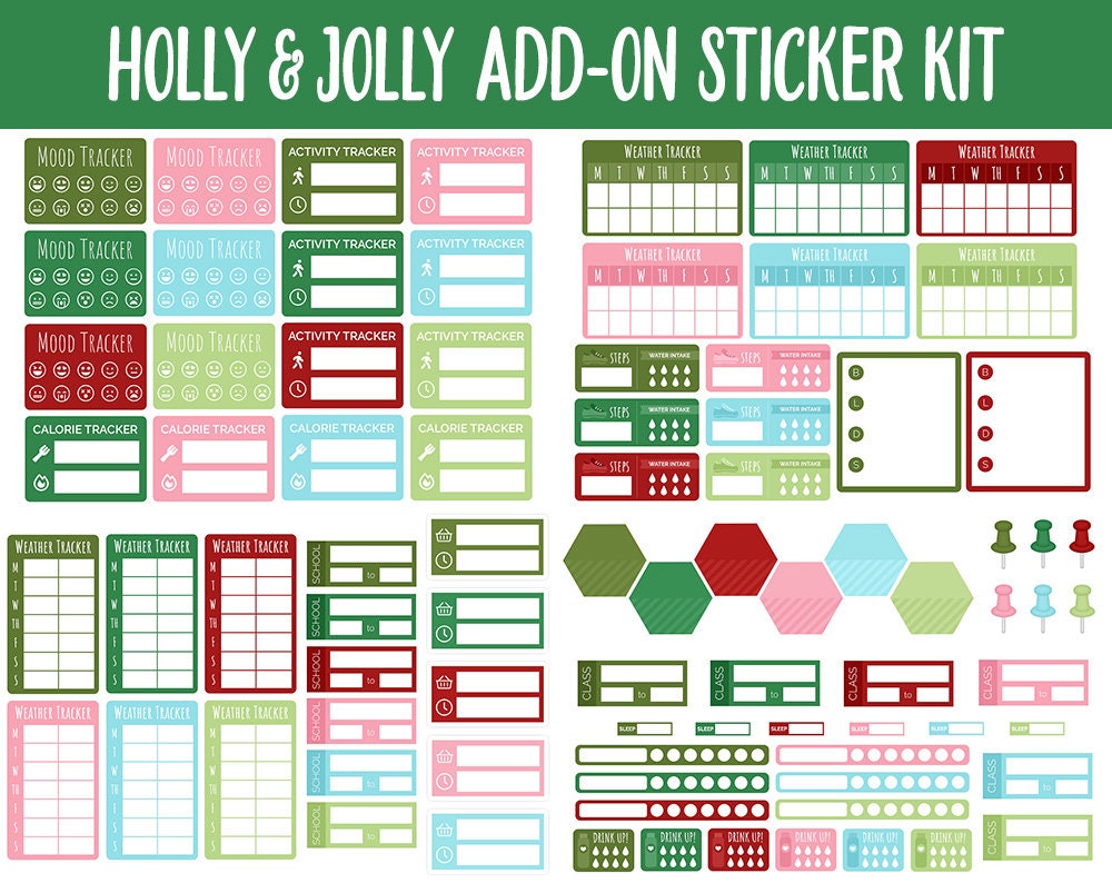 Holly & Jolly Add-On Digital Stickers | GoodNotes | iPad and Android | Winter, Christmas, Trackers, Budget, Fitness, Health, Habits