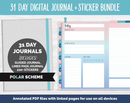 31 Day Digital Journal + Sticker Bundle | Polar Theme
