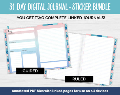 31 Day Digital Journal + Sticker Bundle | Polar Theme
