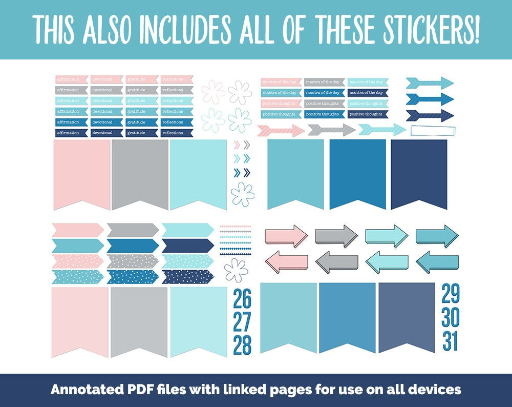 31 Day Digital Journal + Sticker Bundle | Polar Theme