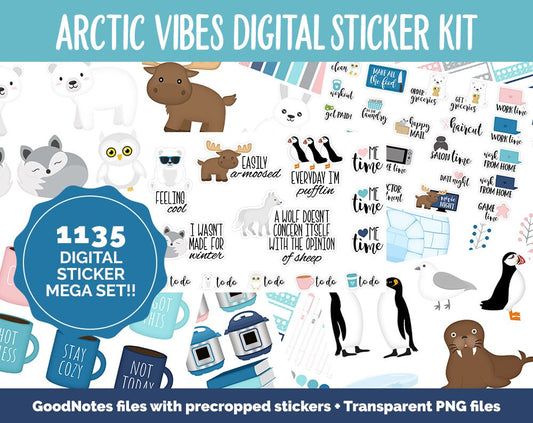 Arctic Vibes Digital Sticker Mega Bundle | Polar Theme
