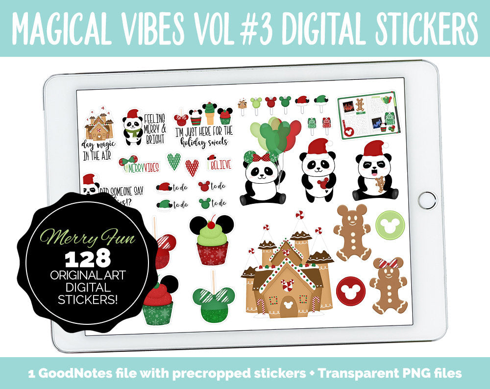 Magical Vibes Vol #3 Merry Fun Digital Planner Stickers | GoodNotes, iPad and Android | Christmas, Scrapbook, Memories, Day at the Park