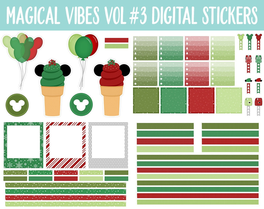 Magical Vibes Vol #3 Merry Fun Digital Planner Stickers | GoodNotes, iPad and Android | Christmas, Scrapbook, Memories, Day at the Park