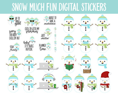 Snow Much Fun Digital Planner Stickers | GoodNotes, iPad and Android | Snowmen, Christmas, Winter, Adulting