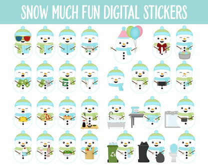 Snow Much Fun Digital Planner Stickers | GoodNotes, iPad and Android | Snowmen, Christmas, Winter, Adulting
