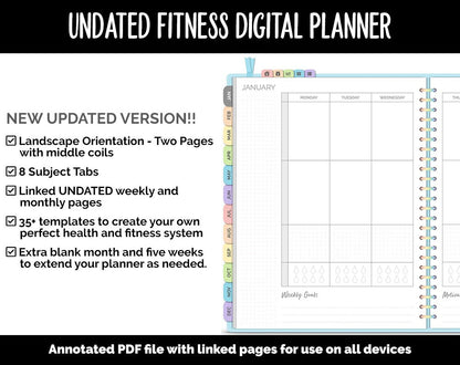 Undated Digital Fitness Planner | Fantasy | Goodnotes & iPad | Workout, Diet, Weight Loss, Self-Care and Health