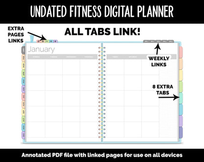 Undated Digital Fitness Planner | Fantasy | Goodnotes & iPad | Workout, Diet, Weight Loss, Self-Care and Health